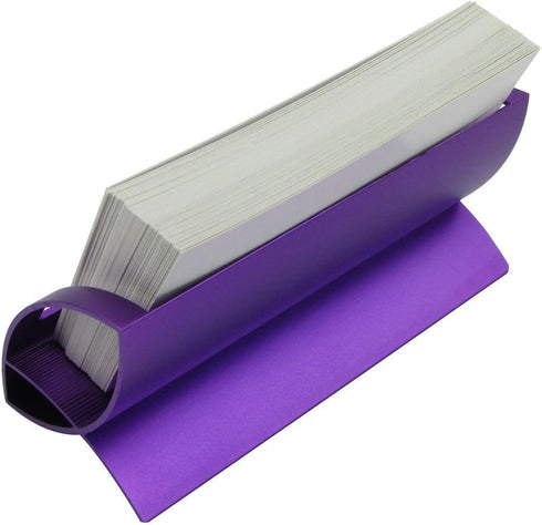 CellCase Innovative Q Shape Stainless Steel Business Name Card Holder, Desktop, Creative Design, Purple