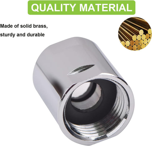 Brass Pipe Fitting 1/2" G Female Threaded Converter Adapter, Chrome Shower Coupling for Home Plumbing (1 PACK)