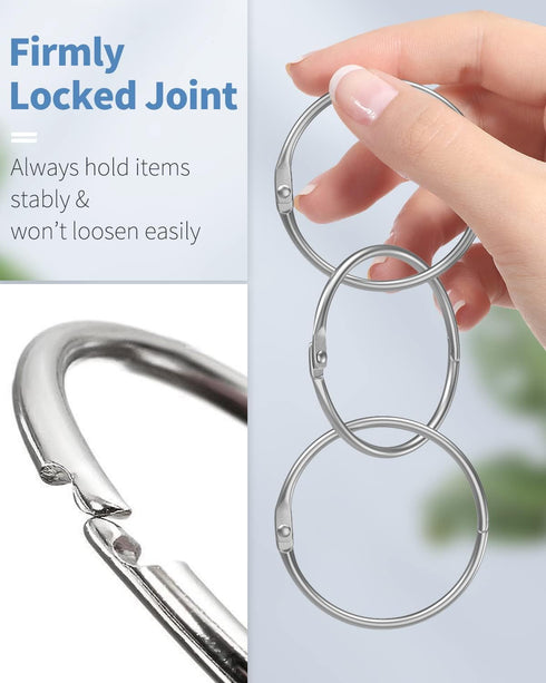 Pawfly Loose Leaf Binder Rings 2 Inch Smooth Steel Book Rings for Index Cards, Flash Cards, Memos, 12 Pack