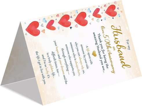 Beixian 50th 50 50th Romantic Anniversary Card for Husband, Funny Year Anniversary Card Gifts from Wife, Sweet Wedding