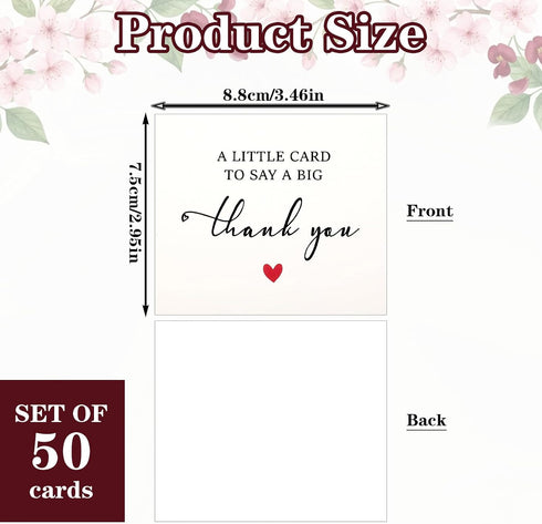 Styquenzer 50 Occasions-3.4 3inch Pcs Mini Thank You Cards, Blank Thank-You Cards Thank You Notes Small Bulk