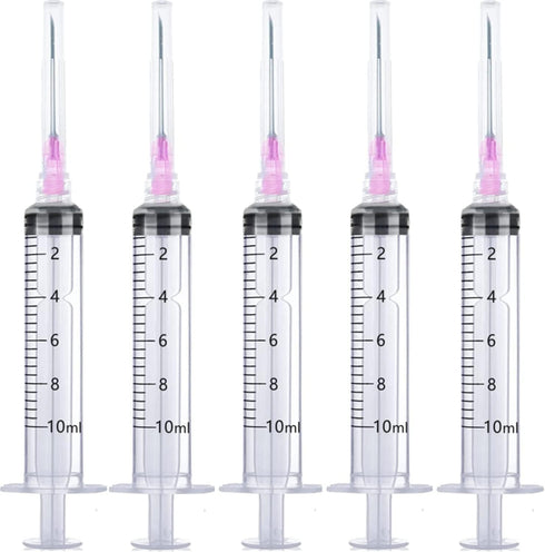 25 Pack 10ml Plastic Syringes with 18Ga, for Scientific Labs and Liquid Measuring Tools, Individually Sealed