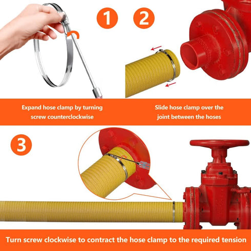 BOTTEN 4pcs Stainless Steel Hose Clamp, 4-5 Inch (105-127mm) Adjustable Worm Gear Assortment Kit