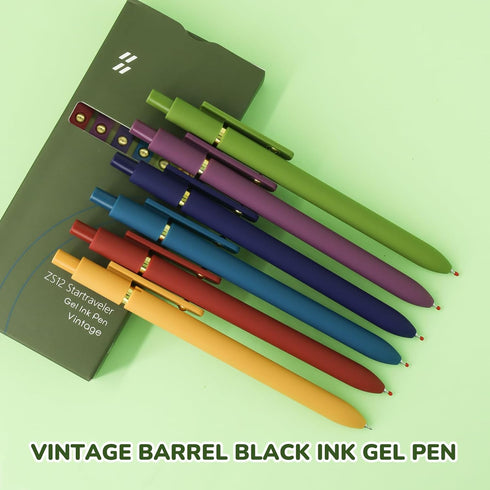 UIXJODO Gel Pens, 6 Pcs Black Ink - 0.5mm Fine Point Smooth Writing Pens, High-End Series Retractable Pens for