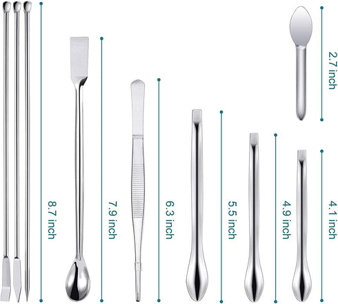 25 Pcs Stainless Steel Lab Spatula Micro Scoop Set, Tiny Mixing Spatula with Tweezers for Powders and Gel