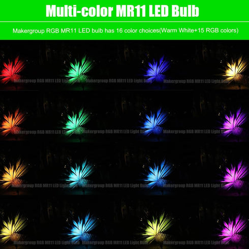 RGB MR11 LED Bulbs, GU4 Bi-pin Base, Color Changing Warm White + 15 Multicolors, 12V Halogen Bulb Replacement
