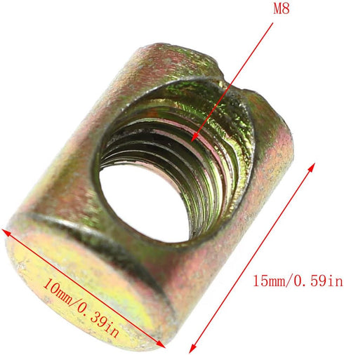RLECS 12pcs M8 Pozidriv Hammer M8 15mm Slotted Barrel Nuts Cross Dowels Slotted Nuts Horizontal Hole Nut Embedded Nut