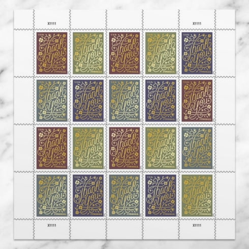 United States Postal Service Thank You 2020 (Sheet of 20) First-Class Mail Forever Postage Stamps