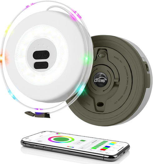 DIBMS 1-Pack LED Camping String Light w/App Control, 19FT Rechargeable Multi-Color Waterproof