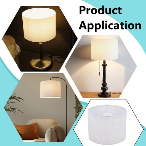 10.2" 10.2" 7.5" 3Pcs BENECREAT Beige Drum Lampshade, Top x Bottom x High Replacement Lamp Shade with Platsic Latch