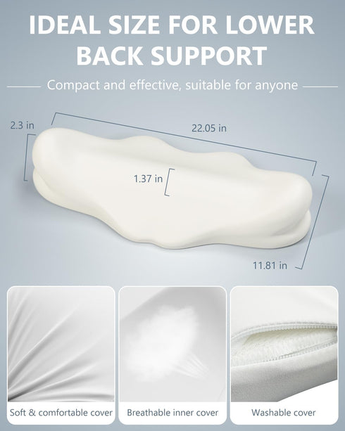 SMDR Ergonomic Lumbar Support Pillow, Dual-Wing Memory Foam Back Cushion for Lower Back Pain Relief & Posture Support