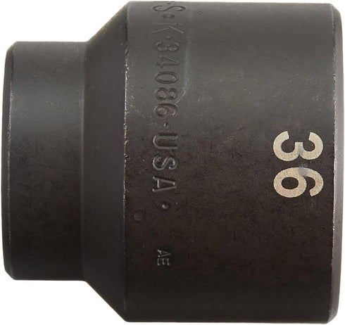 SK Tools USA 1/2" Drive Standard Impact Socket, 36MM, 6 Point | 34086