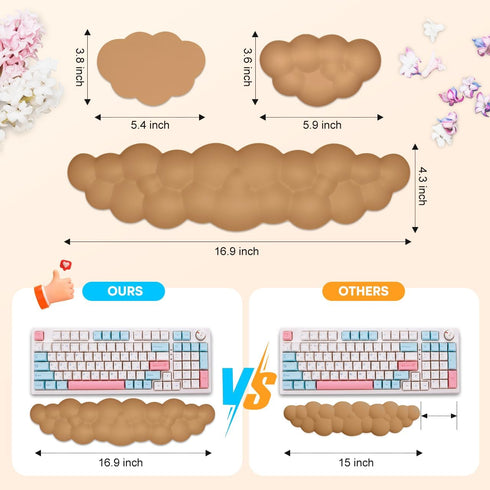 JIKIOU Upgrade Leather Cloud Keyboard Wrist Rest, Cloud Wrist Rest with Non-Slip PU Base, Comfortable Memory Foam Wrist Rest for Computer Laptop Mac Gaming Office and Pain Relief Wish Gift