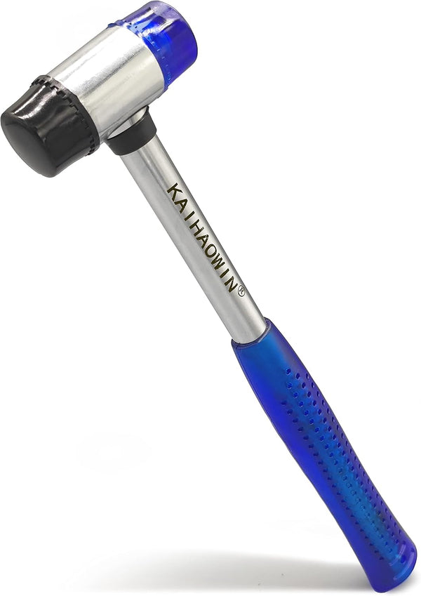 KAIHAOWIN Small Rubber Mallet, 25mm Double Faced Hammer with Soft/Hard Plastic Head for Jewelry, Craft & Woodworking