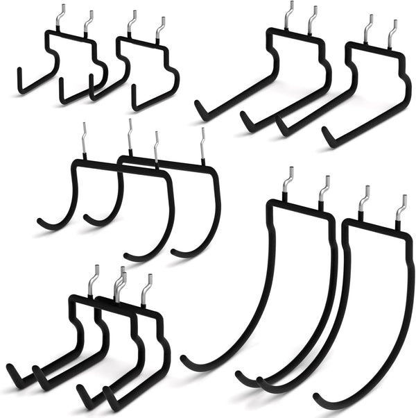 INCLY 10 PCS Heavy Duty Peg Board Hooks for Hanging Tools, 1/4" Large Pegboard Drill Holder Hook Accessories