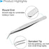 2-Pieces Stainless Steel Curved Pointed Serrated Tip Tweezers, 125mm Length for Mechanical Equipment Repair