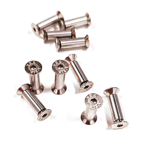 10PCS Knife Handle Bolt Rivets Scale Screw Fastener Nut Flat Hex Head Silver