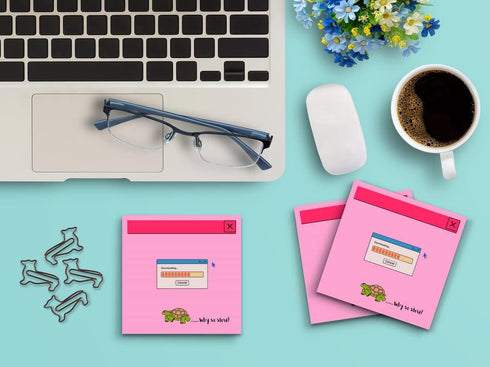 Butler in the Home Sticky Notes - 12 Pack 3"x3" with 50 Sheets Each, Turtle Slow Downloading Computer Design