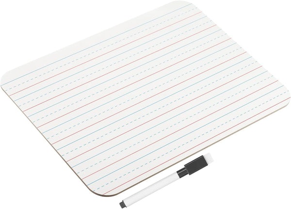 PATIKIL Dry Erase Board with Lines Set, 12" x 9" Small Double Sided White Board with Markers for Learning