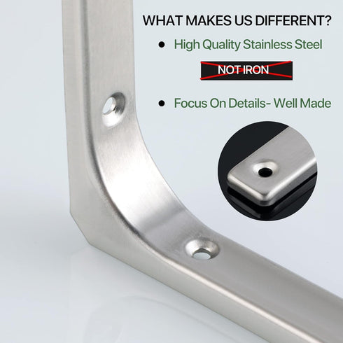 6 Inch 5 Inch, 4Pcs SAYAYO Heavy Duty Floating Shelf Brackets x Stainless Steel Wall Shelf Brackets & Supports Brushed
