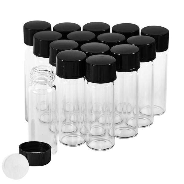 15 PCS 2 Dram Glass Vials, 17x60mm 8ml Borosilicate Glass Empty Vials with Caps, Leak-Proof