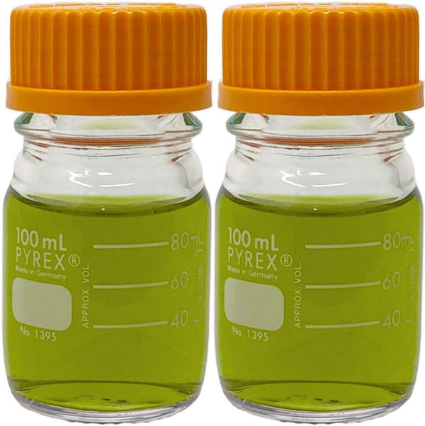 Corning PYREX #1395-100, 100ml Round Media Storage Bottle with GL45 Screw Cap, Pack of 2