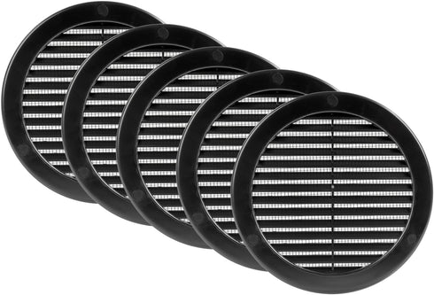 Vent Systems 6'' Inch Black Soffit Vent Cover, Pack of 5 Round Air Vent Louver with Built-in Insect Screen