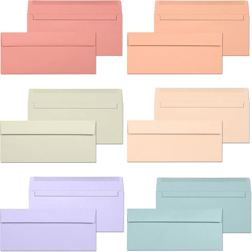 Business Envelopes, 120-Pack #10 Envelopes, 4 1/8 x 9 1/2 Inches in 6 Warm Pastel Colors
