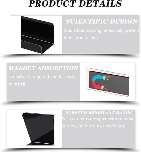 podafu 2 Pack 17 Inch 12 Lbs Super Magnetic Book Shelf Floating Bookshelves for RefrigeratorsWhiteboards and Folders