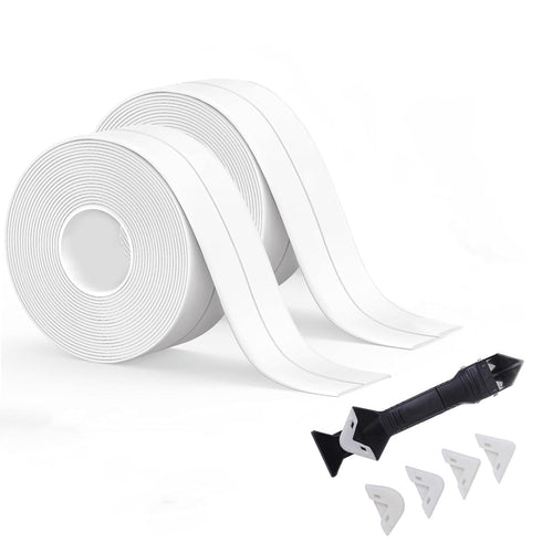 White Caulk Tape, Waterproof Self Adhesive Sealer Strip for Toilet Base, Shower, Wash Basin, Easy to Use