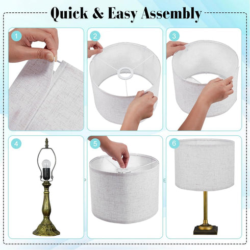 10.2" 10.2" 7.5" 3Pcs BENECREAT Beige Drum Lampshade, Top x Bottom x High Replacement Lamp Shade with Platsic Latch