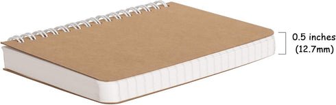 TWONE Kraft Cover Lay Flat Spiral Notebooks, 3.5" x 5.5", Two Pack, 180 Ruled Pages, Easy to Carry