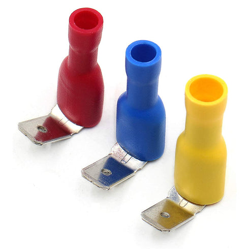 Baomain 1/4" Piggyback Spade Crimp Terminal Connector, 0.5-6.0mm² 22-10 AWG, Pack of 100