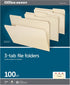 Office Depot File Folders, 1/3 Cut, Letter Size, 30% Recycled, Manila, Pack of 100, 810838 by Office Depot