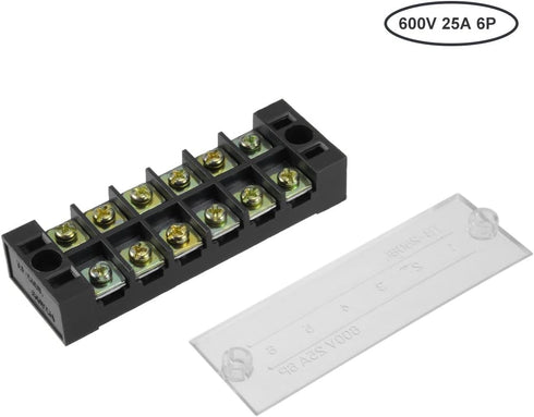 uxcell 2 Pcs Cable Barrier Block Terminal Strip TB-2506L, Dual Rows 6 Positions 600V 25A