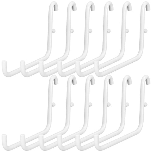 12 Pcs Pegboard Hooks, 6 x 9.5 Centimeters, Compatible with IKEA Skadis Pegboard, Waterproof Metal Storage Tool
