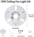 5" Kit,18W,5CCT 3000K/3500K/4000K/5000K/6000K Adjustable,120VAC LED Ceiling Fan Light Retrofit ETL Light Kit