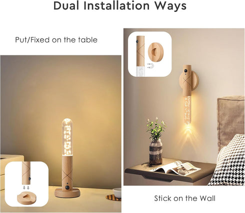 Set Wall Sconces of Two Battery Operated, Motion Sensor Night Light Battery Powered Sconce Rechargeable Wall Sconce