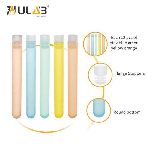 ULAB Scientific White Tube Rack Set, 1pc White Tube Rack and 60pcs Plastic Macaroon Party Tubes