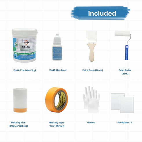 35oz,Water 50-55sq.ft (35OZ, Oz, 35) Tub and Tile Refinishing Kit Based&Low Odor Bathtub Paint White,Bathroom Tile