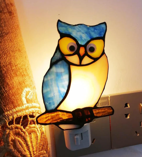 HUIMIEJU Tiffany Glass Owl Night Light for Kids