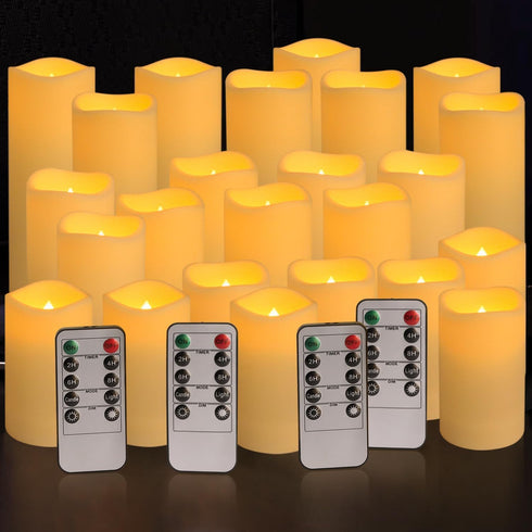 YOROXRG Set of 24 Waterproof Outdoor Flameless Candles, LED Candles with 4 Remote