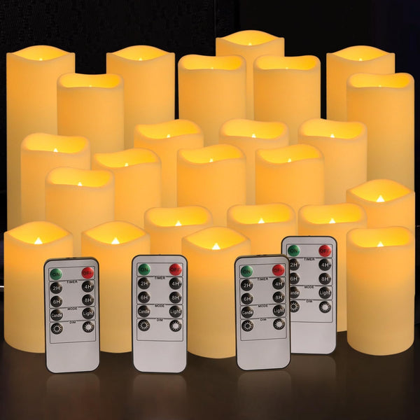 YOROXRG Set of 24 Waterproof Outdoor Flameless Candles, LED Candles with 4 Remote