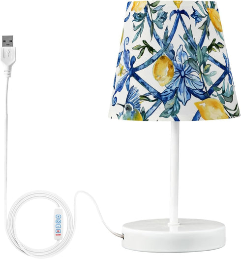 ALAZA Bedside Lamp Lemon Boho Peris Flower Table Lamp for Bedroom Desk