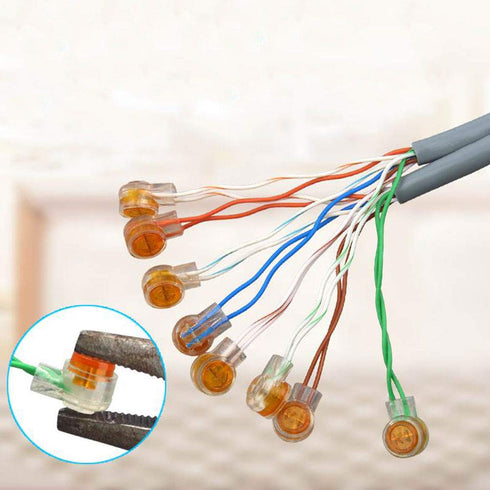 200PCS Waterproof Gel-Filled Orange Clear Button Telephone Wire Connectors, UY Butt Splice Connector K1