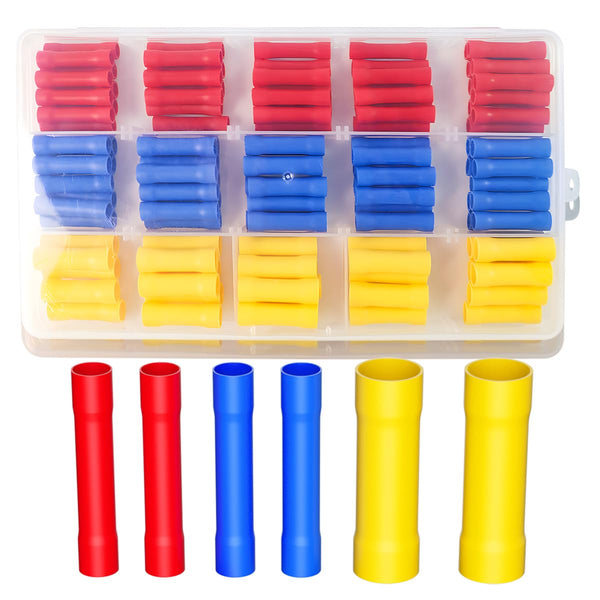 Butt Splice Crimp Connectors Kit, 120Pcs Assorted Insulated Electrical Connectors with Storage Box