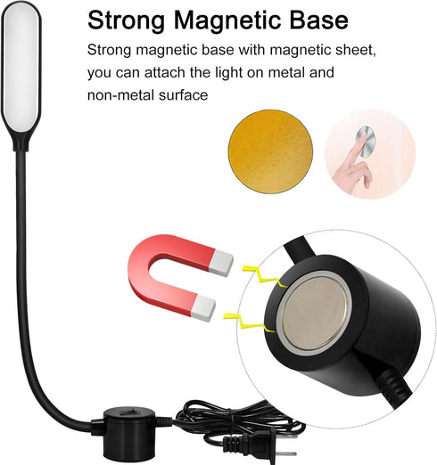 Magnetic Work Light, LED Machine Light with Flexible Gooseneck Multi-Purpose for Workbench, Lathe, Drill Press