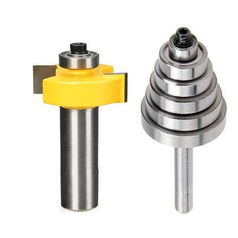 Yakamoz 1/2 Inch Shank Rabbeting Router Bit Set, 6 Bearings for Multiple Depths