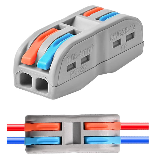 50Pcs Wire Connectors Nuts, 2 Conductor Compact Splicing Electrical Connectors, 2 in 2 Out Lever Nut SPL-2