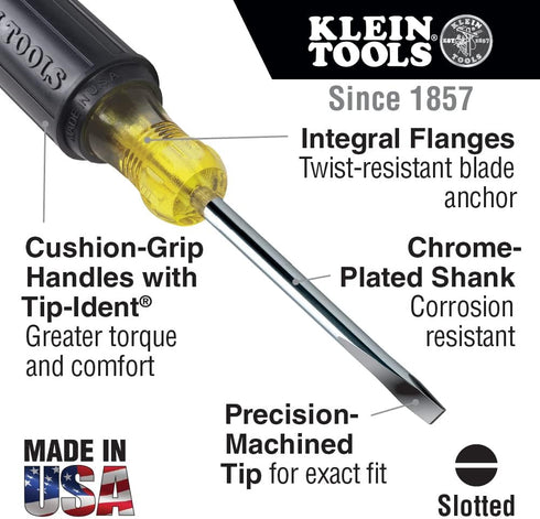 Klein Tools 85442 Screwdriver 2-Piece Set, Made in USA, 1/4 Keystone and #2 Phillips, Cushion Grip, Round and Square Shank, Heat Treated, Meets or Exceeds ASME/ANSI by Klein Tools
